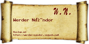 Werder Nándor névjegykártya